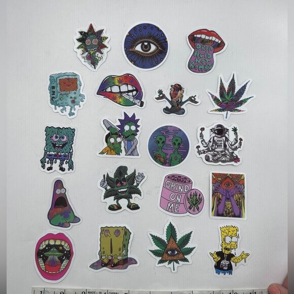 Water Bottle Stickers - adult only - psychedelic and cannabis related Lot of 19 - Picture 3 of 4